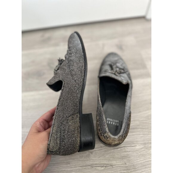Stuart Weitzman Guything Pyrite Wingtip Tassels Nocturn Metallic Loafers Size 10 - Picture 8 of 12